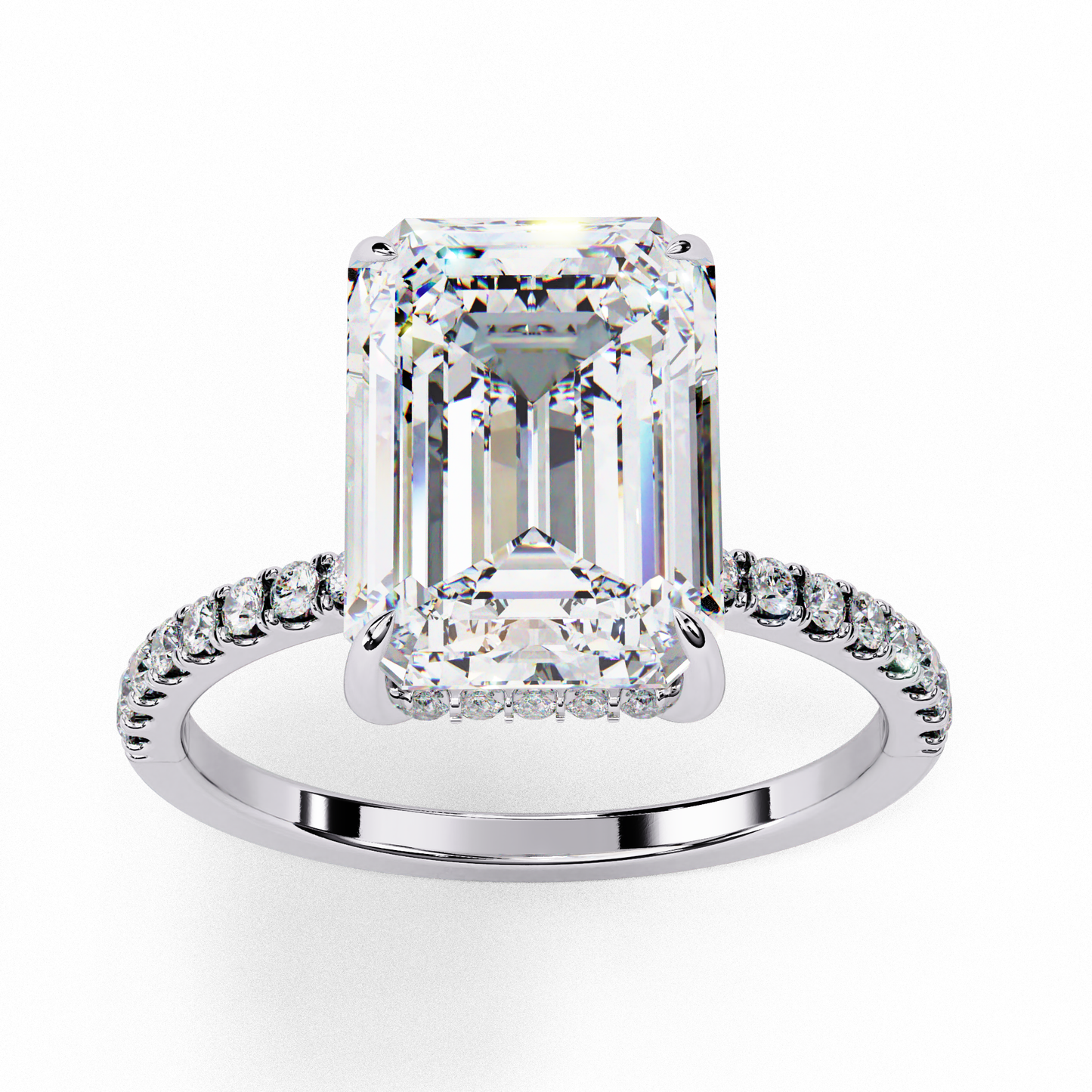 Handcrafted Women's Ring with Emerald and round Cut 2.80 Ct Lab Grown Diamond gift for her - HIGHCARAT DIAMONDS