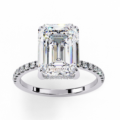 Handcrafted Women's Ring with Emerald and round Cut 2.80 Ct Lab Grown Diamond gift for her - HIGHCARAT DIAMONDS