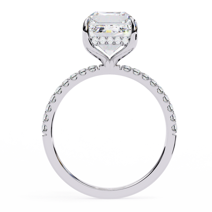 Handcrafted Women's Ring with Emerald and round Cut 2.80 Ct Lab Grown Diamond gift for her - HIGHCARAT DIAMONDS