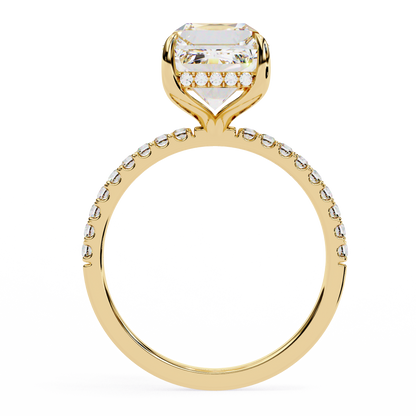 Handcrafted Women's Ring with Emerald and round Cut 2.80 Ct Lab Grown Diamond gift for her - HIGHCARAT DIAMONDS