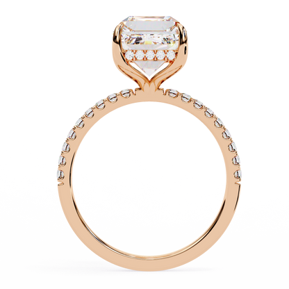 Handcrafted Women's Ring with Emerald and round Cut 2.80 Ct Lab Grown Diamond gift for her - HIGHCARAT DIAMONDS