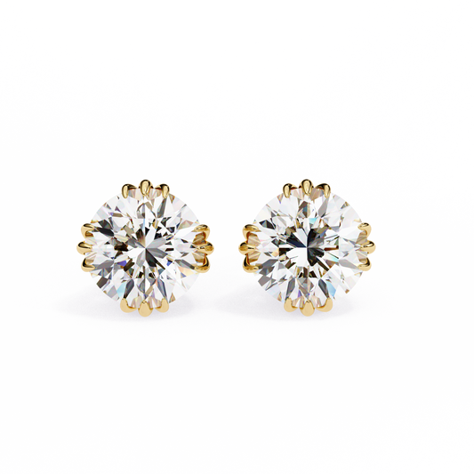 2.80Ct Round Cut Top Grade Diamond Minimalist Elegant Dainty Pave Set Push Back Stud Earring For Gift - HIGHCARAT DIAMONDS