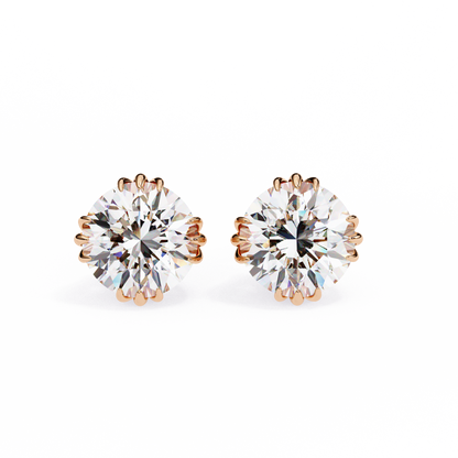 2.80Ct Round Cut Top Grade Diamond Minimalist Elegant Dainty Pave Set Push Back Stud Earring For Gift - HIGHCARAT DIAMONDS