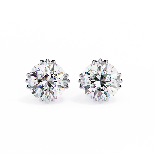 2.80Ct Round Cut Top Grade Diamond Minimalist Elegant Dainty Pave Set Push Back Stud Earring For Gift - HIGHCARAT DIAMONDS