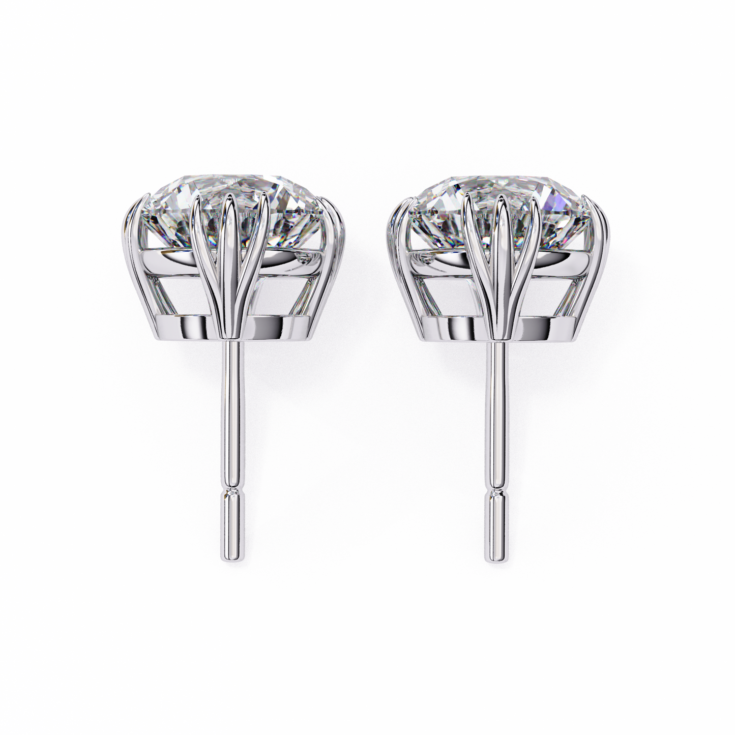 2.80Ct Round Cut Top Grade Diamond Minimalist Elegant Dainty Pave Set Push Back Stud Earring For Gift - HIGHCARAT DIAMONDS