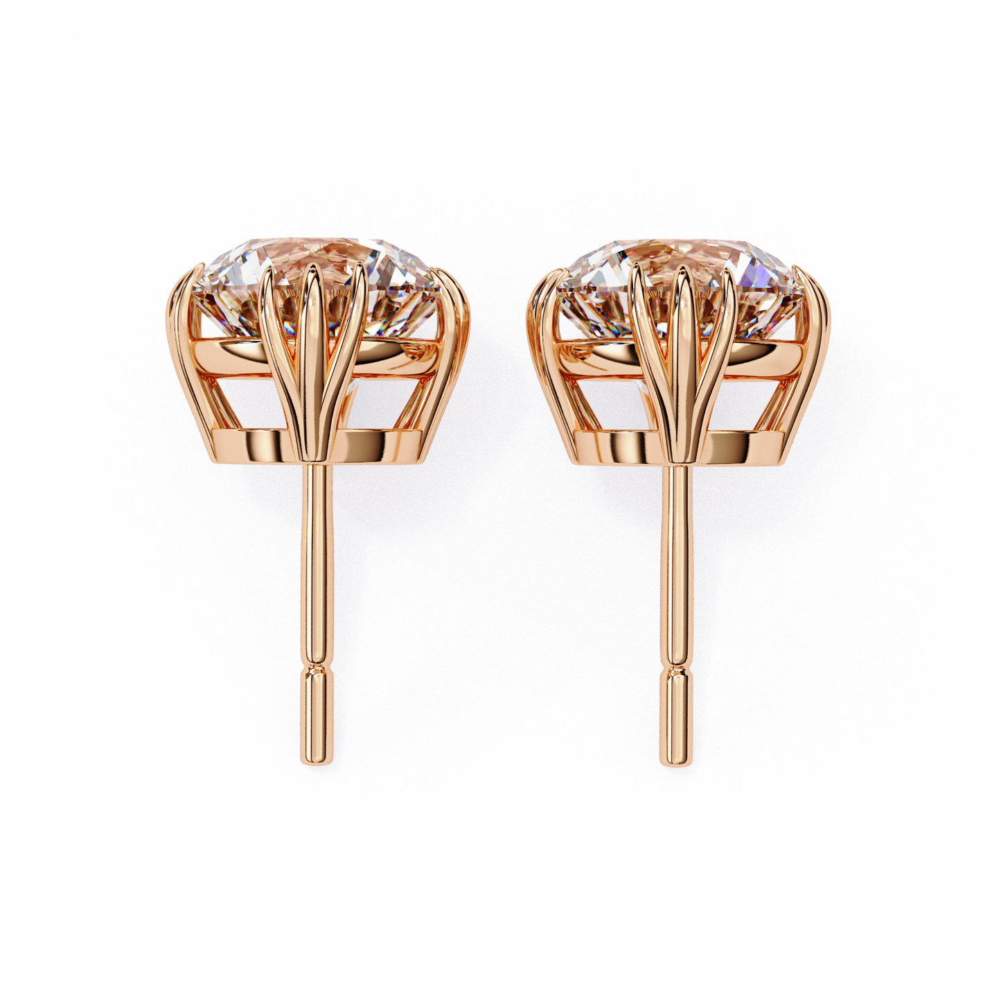 2.80Ct Round Cut Top Grade Diamond Minimalist Elegant Dainty Pave Set Push Back Stud Earring For Gift - HIGHCARAT DIAMONDS