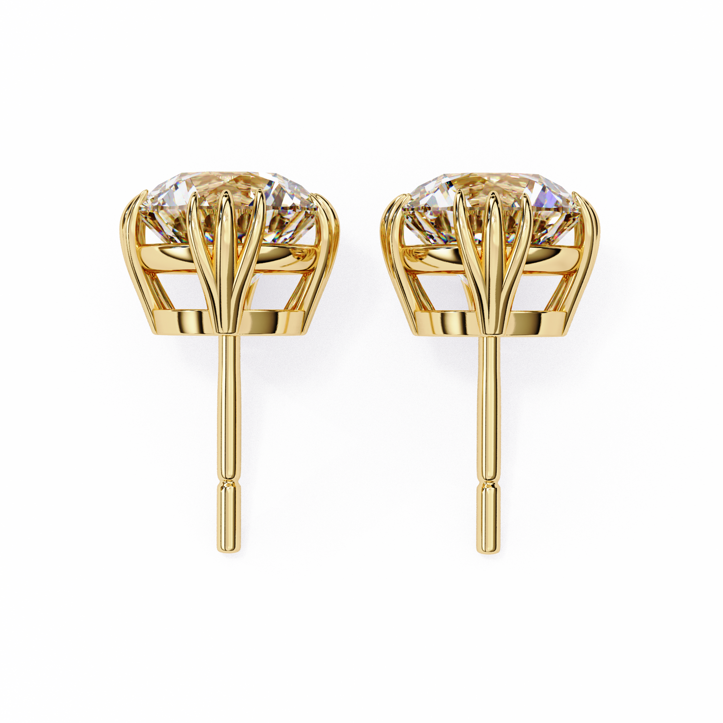 2.80Ct Round Cut Top Grade Diamond Minimalist Elegant Dainty Pave Set Push Back Stud Earring For Gift - HIGHCARAT DIAMONDS