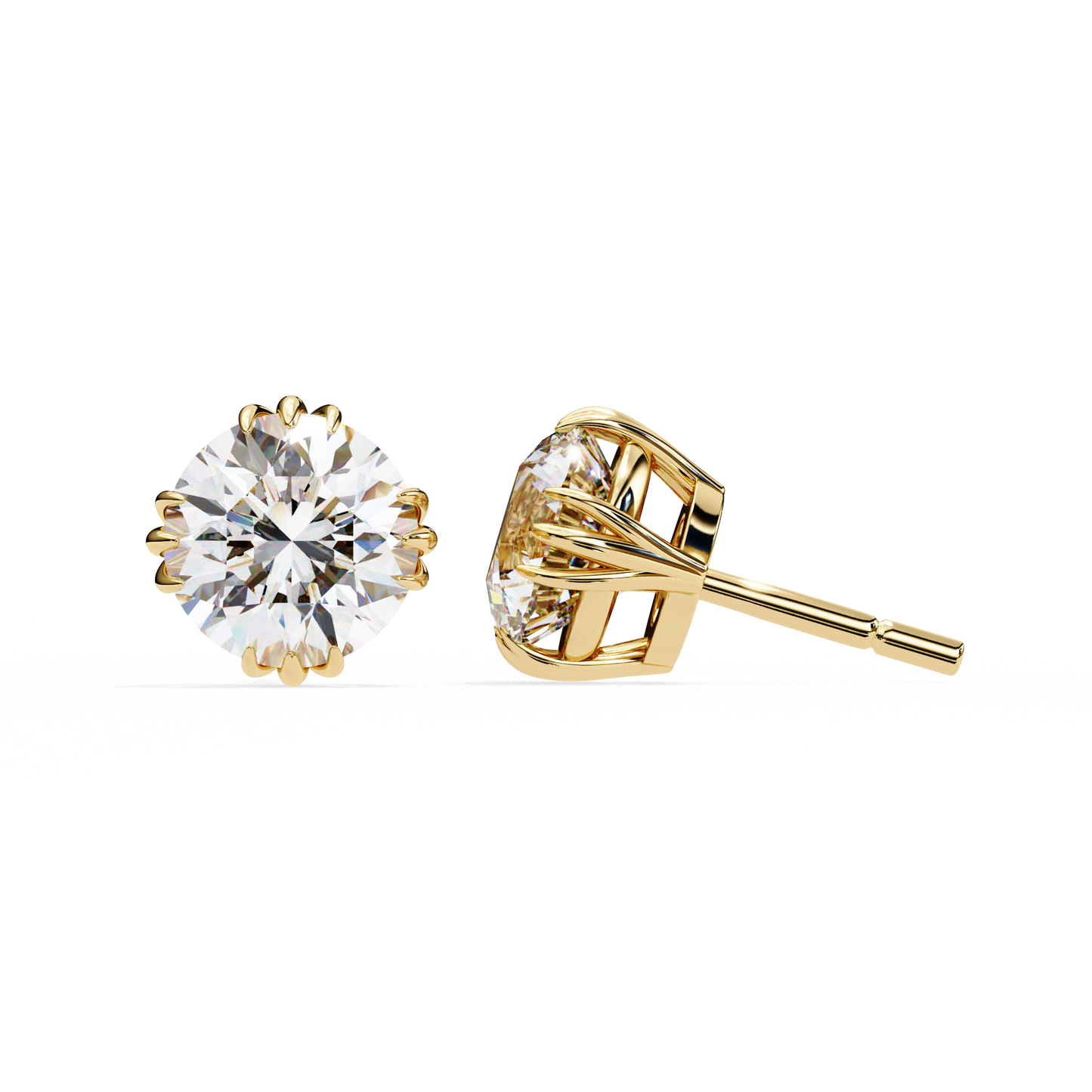 2.80Ct Round Cut Top Grade Diamond Minimalist Elegant Dainty Pave Set Push Back Stud Earring For Gift - HIGHCARAT DIAMONDS