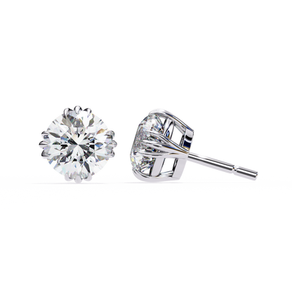 2.80Ct Round Cut Top Grade Diamond Minimalist Elegant Dainty Pave Set Push Back Stud Earring For Gift - HIGHCARAT DIAMONDS
