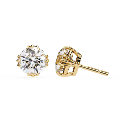 2.80Ct Round Cut Top Grade Diamond Minimalist Elegant Dainty Pave Set Push Back Stud Earring For Gift - HIGHCARAT DIAMONDS