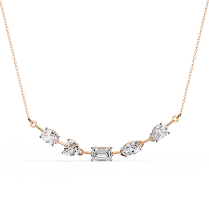2.81 Ct Multi Shape Lab Grown 14k White Gold Minimalist Dainty Necklace Gift For Her - HIGHCARAT DIAMONDS