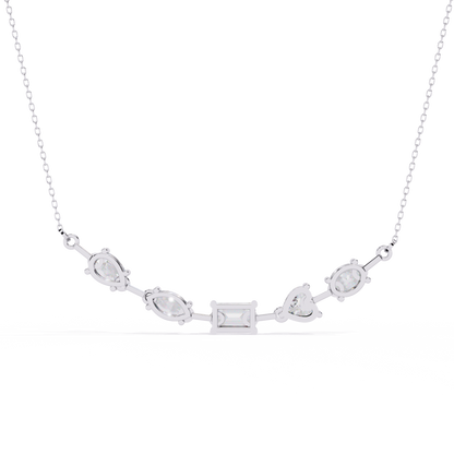 2.81 Ct Multi Shape Lab Grown 14k White Gold Minimalist Dainty Necklace Gift For Her - HIGHCARAT DIAMONDS