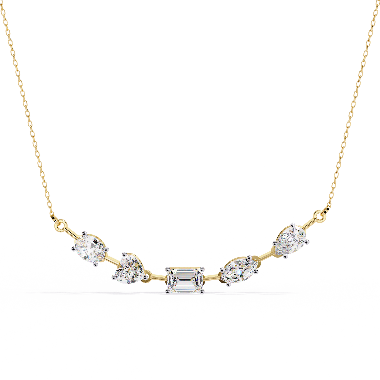 2.81 Ct Multi Shape Lab Grown 14k White Gold Minimalist Dainty Necklace Gift For Her - HIGHCARAT DIAMONDS