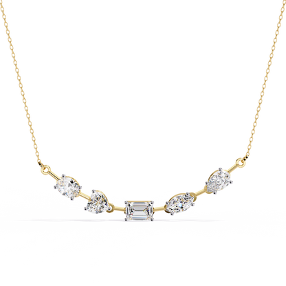 2.81 Ct Multi Shape Lab Grown 14k White Gold Minimalist Dainty Necklace Gift For Her - HIGHCARAT DIAMONDS