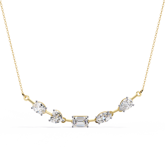 2.81 Ct Multi Shape Lab Grown 14k White Gold Minimalist Dainty Necklace Gift For Her - HIGHCARAT DIAMONDS