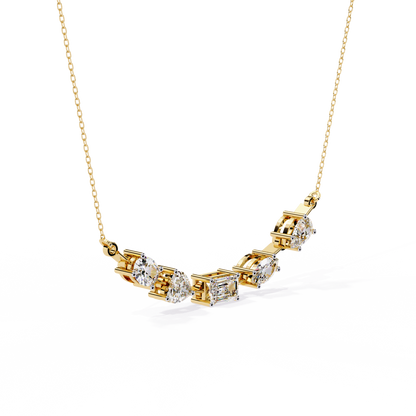 2.81 Ct Multi Shape Lab Grown 14k White Gold Minimalist Dainty Necklace Gift For Her - HIGHCARAT DIAMONDS