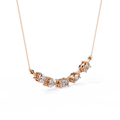 2.81 Ct Multi Shape Lab Grown 14k White Gold Minimalist Dainty Necklace Gift For Her - HIGHCARAT DIAMONDS