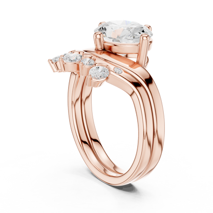 2.97 Ct 14k Solid Gold Oval & Round Shape Diamond With Side Stone Vintage Classic Occasionally Wear Diamond Ring for Girl