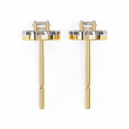 Round Cut White Colorless Diamond Unique Delicate Halo Style Screw Back Stud Earring Annivrasry Gift For Her