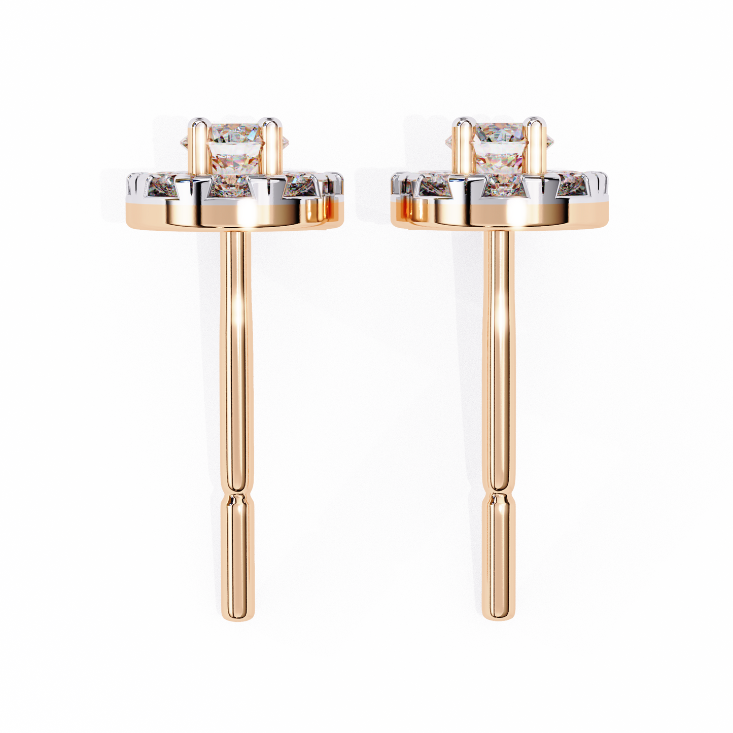 Round Cut White Colorless Diamond Unique Delicate Halo Style Screw Back Stud Earring Annivrasry Gift For Her