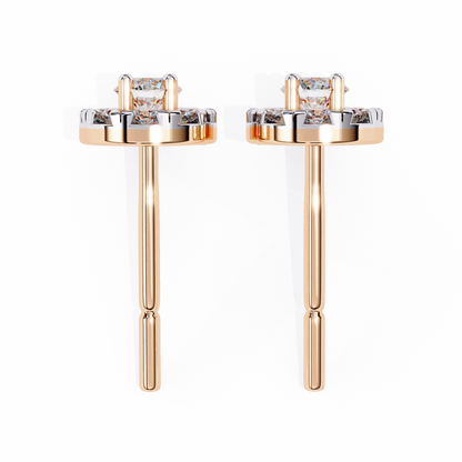 Round Cut White Colorless Diamond Unique Delicate Halo Style Screw Back Stud Earring Annivrasry Gift For Her