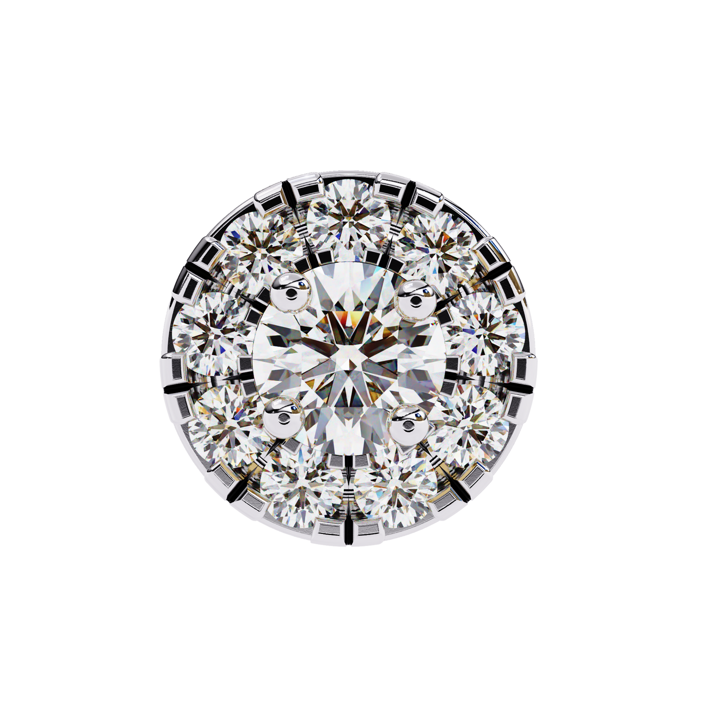 Round Cut White Colorless Diamond Unique Delicate Halo Style Screw Back Stud Earring Annivrasry Gift For Her