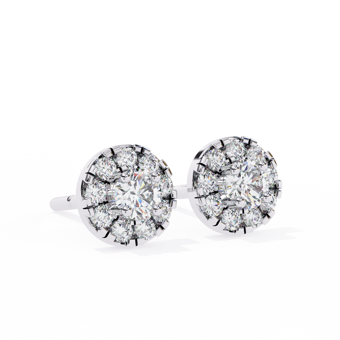 Round Cut White Colorless Diamond Unique Delicate Halo Style Screw Back Stud Earring Annivrasry Gift For Her