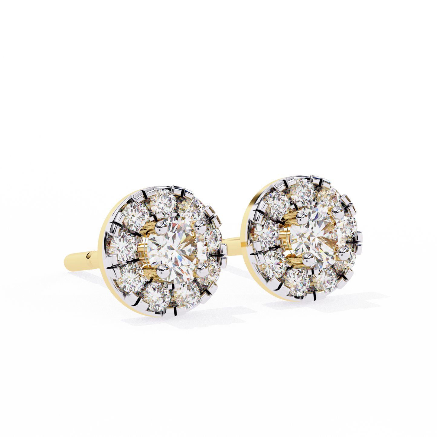 Round Cut White Colorless Diamond Unique Delicate Halo Style Screw Back Stud Earring Annivrasry Gift For Her