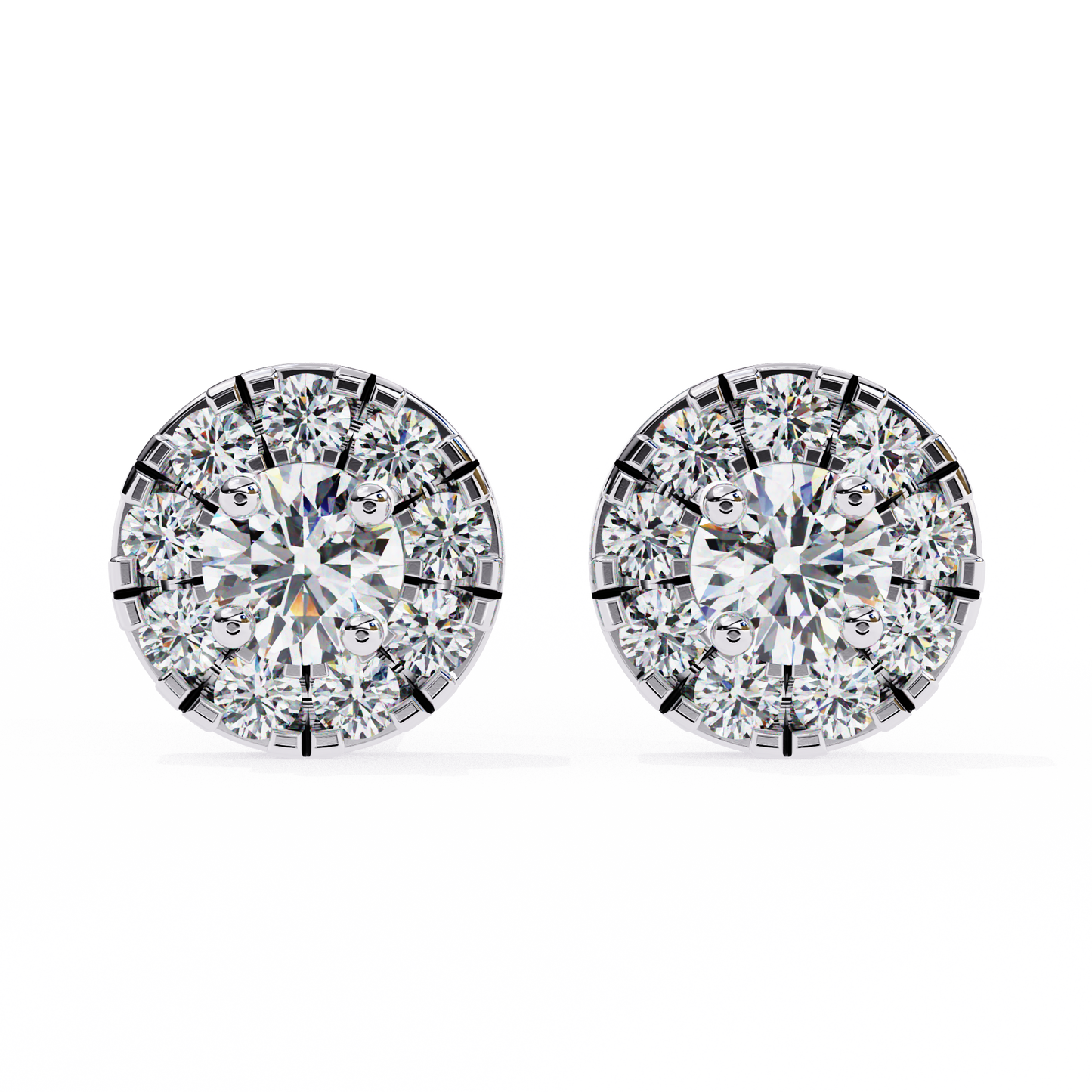 Round Cut White Colorless Diamond Unique Delicate Halo Style Screw Back Stud Earring Annivrasry Gift For Her