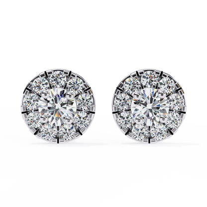 Round Cut White Colorless Diamond Unique Delicate Halo Style Screw Back Stud Earring Annivrasry Gift For Her