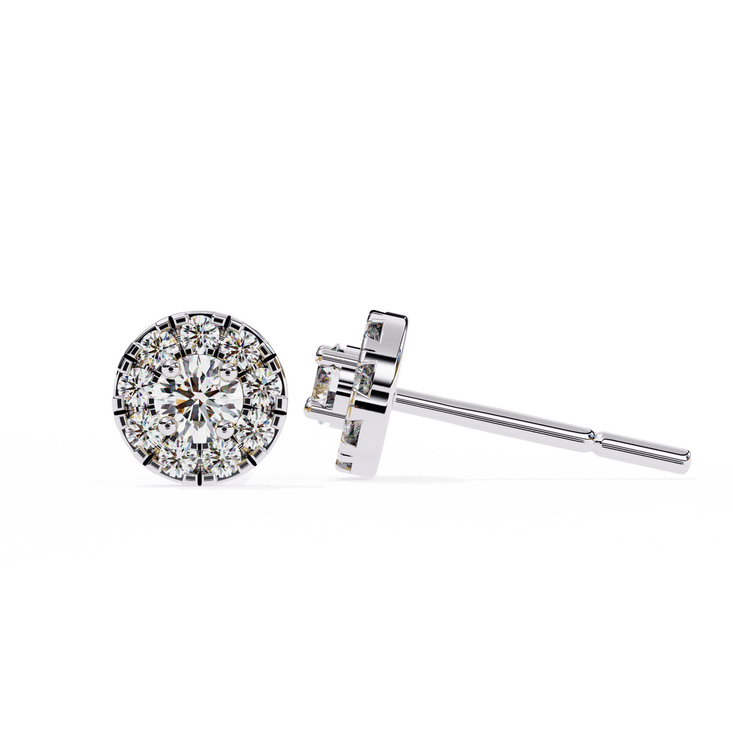 Round Cut White Colorless Diamond Unique Delicate Halo Style Screw Back Stud Earring Annivrasry Gift For Her
