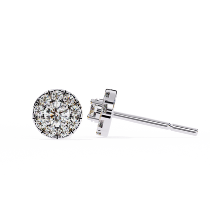 Round Cut White Colorless Diamond Unique Delicate Halo Style Screw Back Stud Earring Annivrasry Gift For Her