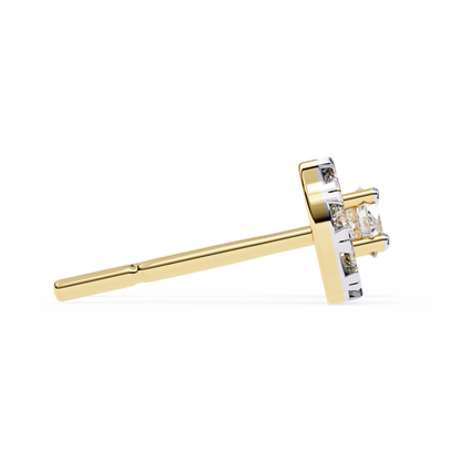 Round Cut White Colorless Diamond Unique Delicate Halo Style Screw Back Stud Earring Annivrasry Gift For Her