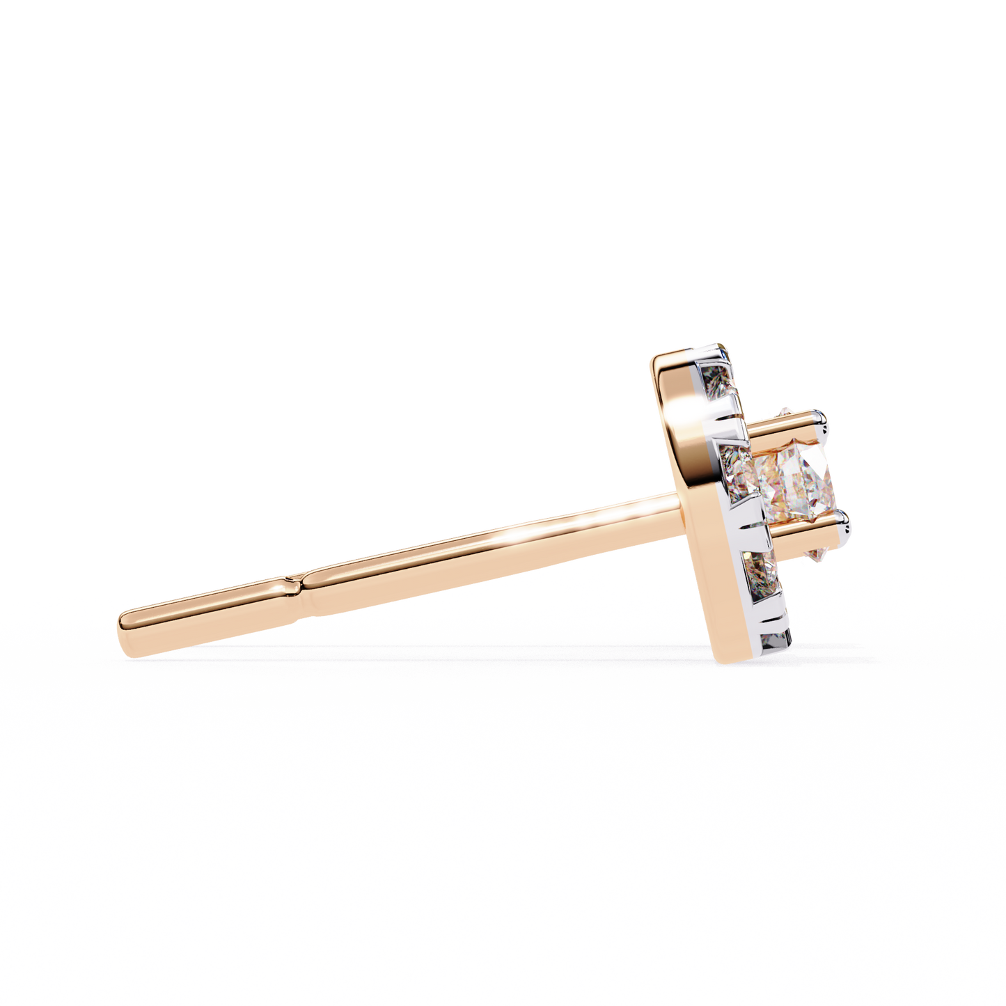 Round Cut White Colorless Diamond Unique Delicate Halo Style Screw Back Stud Earring Annivrasry Gift For Her