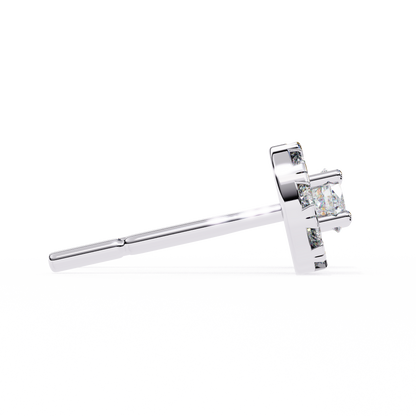 Round Cut White Colorless Diamond Unique Delicate Halo Style Screw Back Stud Earring Annivrasry Gift For Her