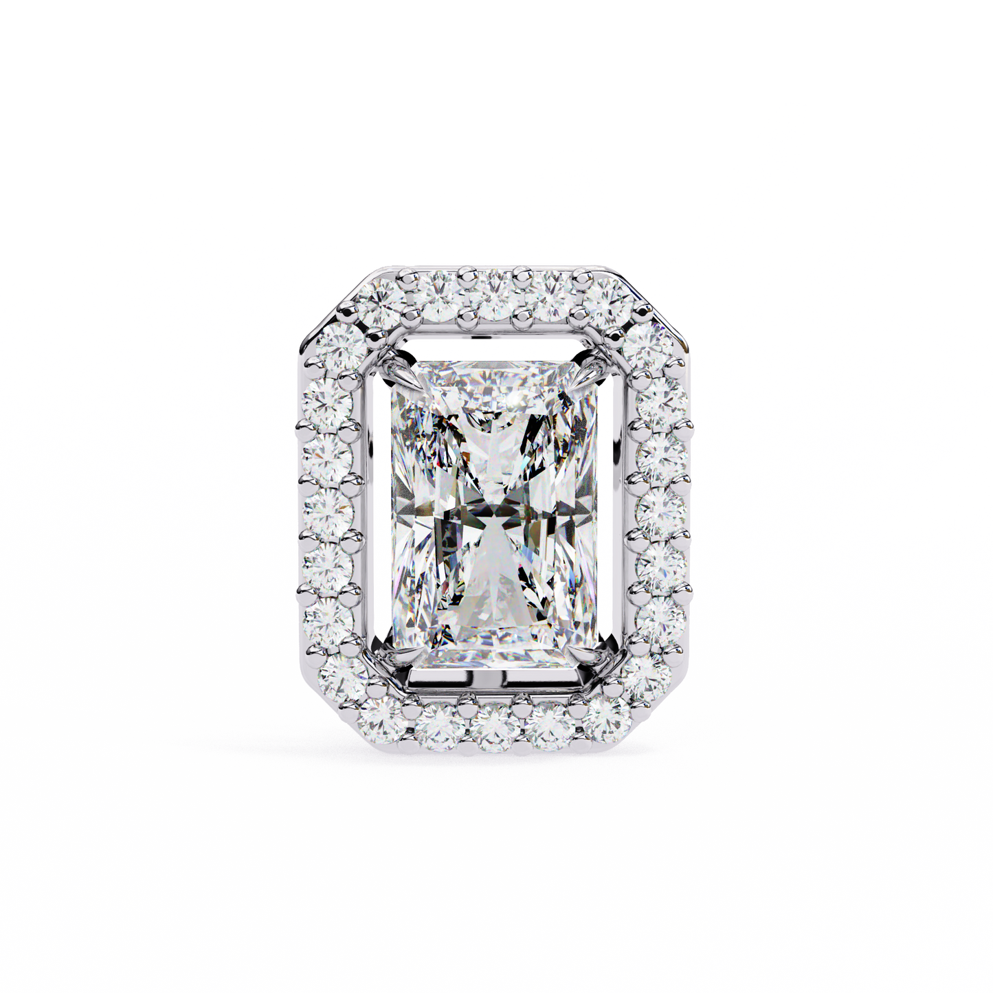 Radiant And Round Cut Top Grade Diamond Vintage Halo Style Minimalist Dainty Wedding Stud Earring