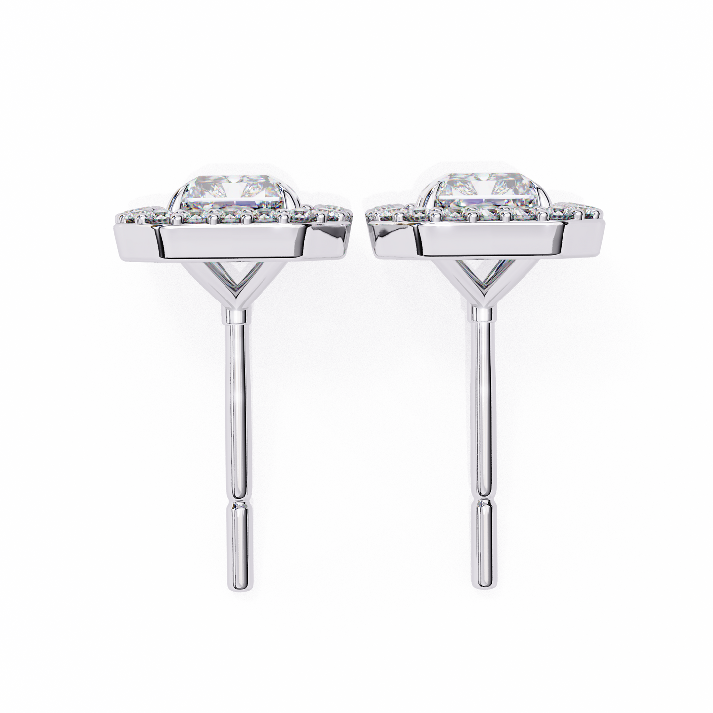Radiant And Round Cut Top Grade Diamond Vintage Halo Style Minimalist Dainty Wedding Stud Earring