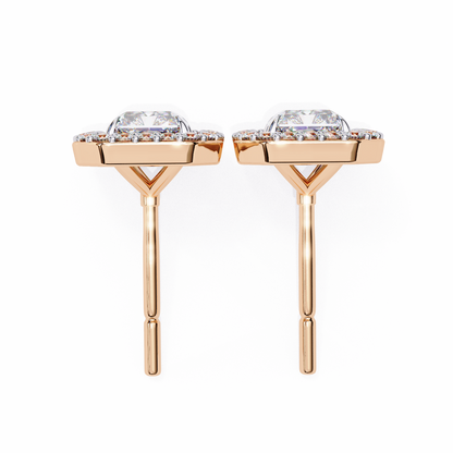 Radiant And Round Cut Top Grade Diamond Vintage Halo Style Minimalist Dainty Wedding Stud Earring