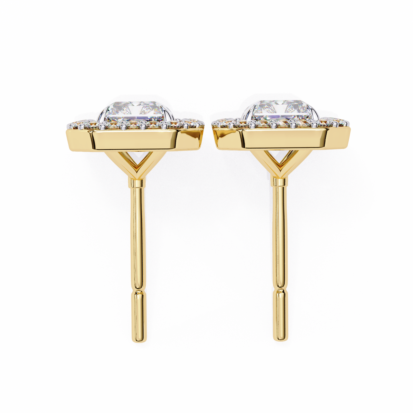 Radiant And Round Cut Top Grade Diamond Vintage Halo Style Minimalist Dainty Wedding Stud Earring