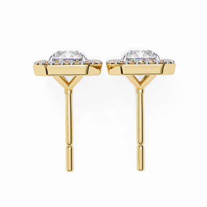 Radiant And Round Cut Top Grade Diamond Vintage Halo Style Minimalist Dainty Wedding Stud Earring
