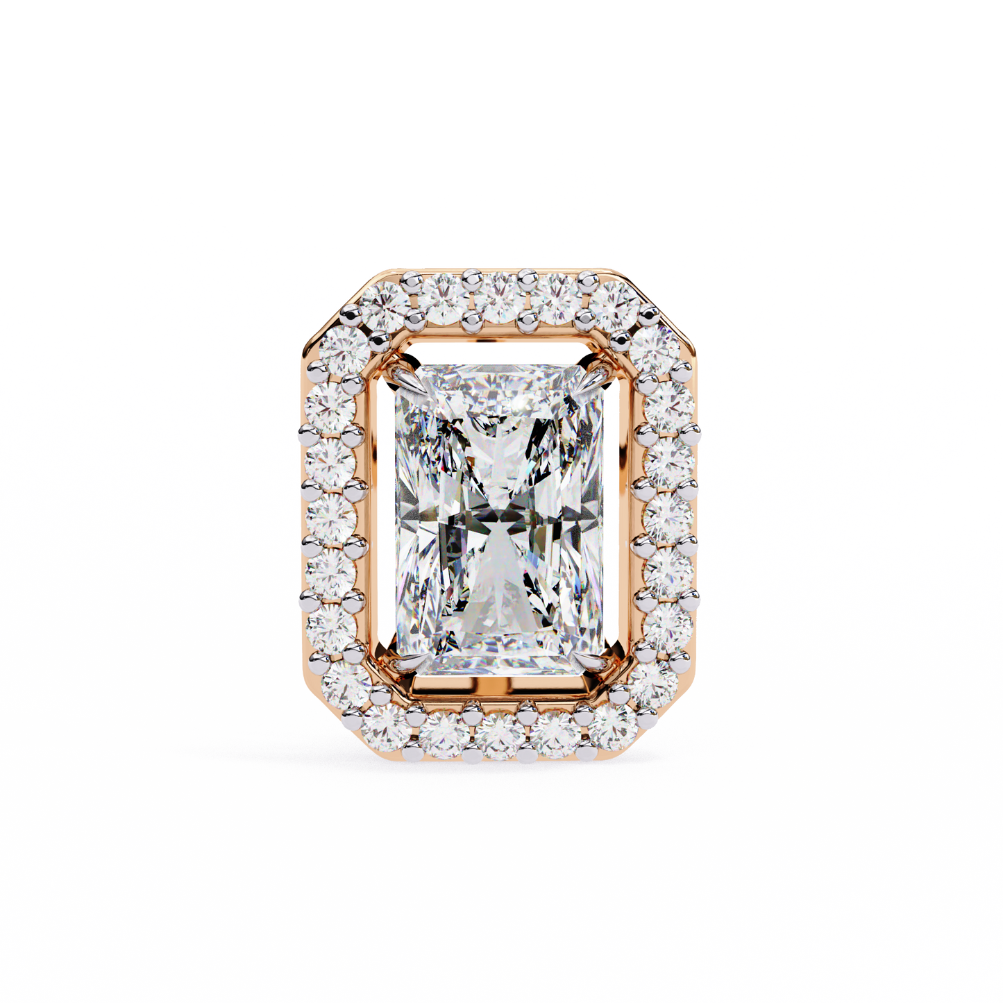 Radiant And Round Cut Top Grade Diamond Vintage Halo Style Minimalist Dainty Wedding Stud Earring