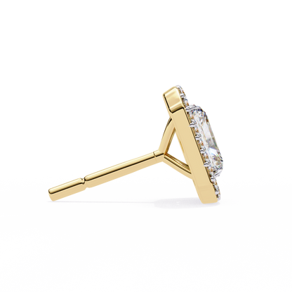 Radiant And Round Cut Top Grade Diamond Vintage Halo Style Minimalist Dainty Wedding Stud Earring