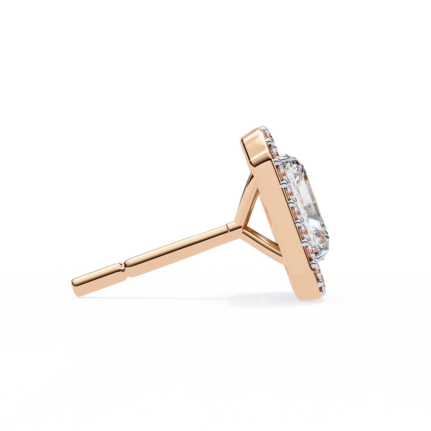 Radiant And Round Cut Top Grade Diamond Vintage Halo Style Minimalist Dainty Wedding Stud Earring