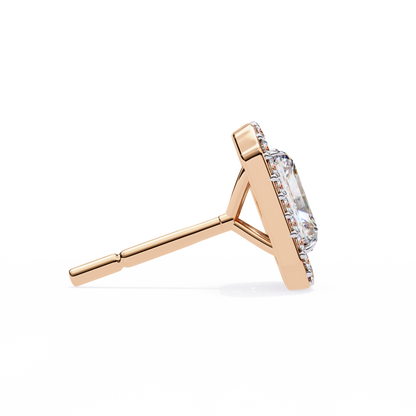 Radiant And Round Cut Top Grade Diamond Vintage Halo Style Minimalist Dainty Wedding Stud Earring