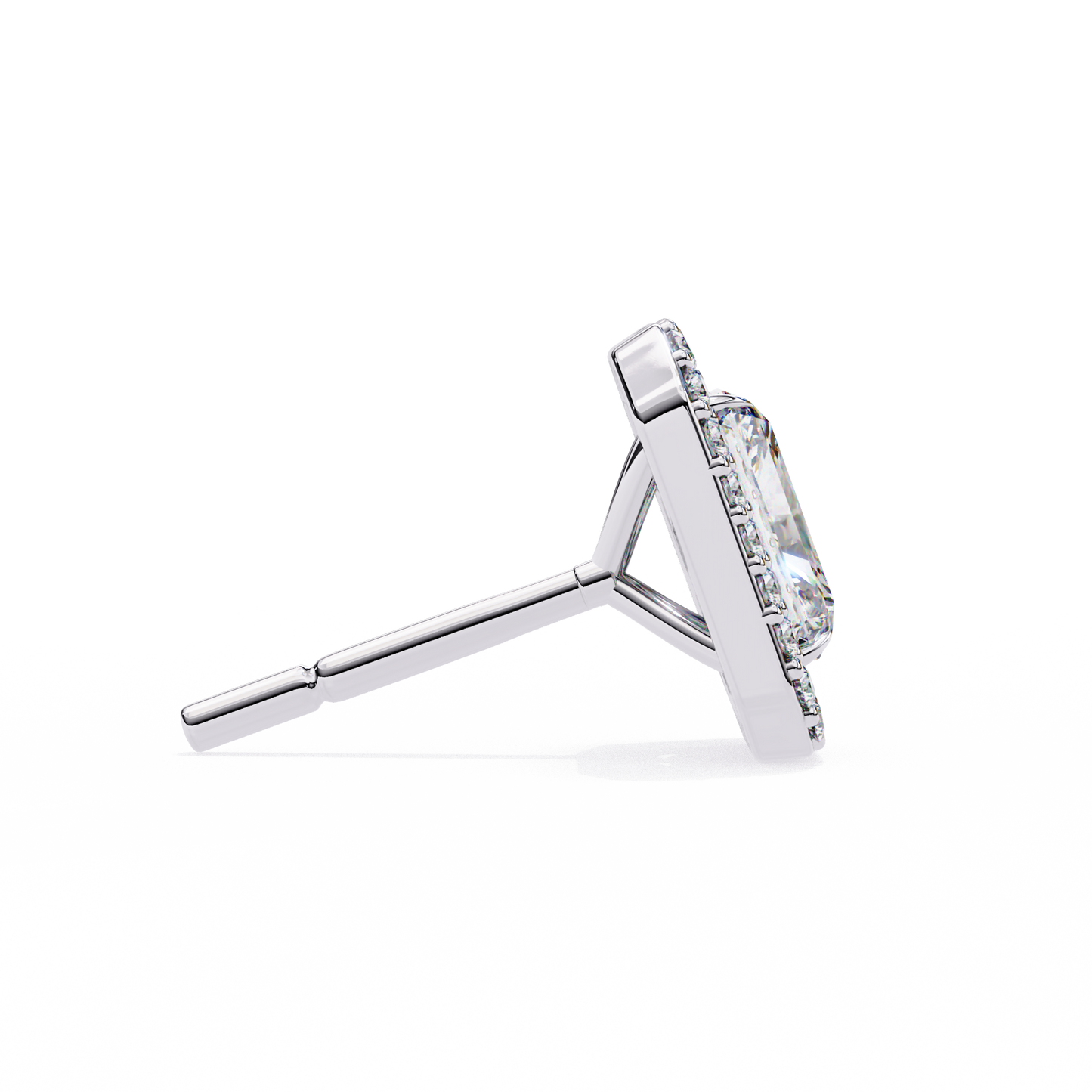 Radiant And Round Cut Top Grade Diamond Vintage Halo Style Minimalist Dainty Wedding Stud Earring