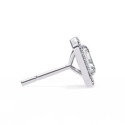 Radiant And Round Cut Top Grade Diamond Vintage Halo Style Minimalist Dainty Wedding Stud Earring