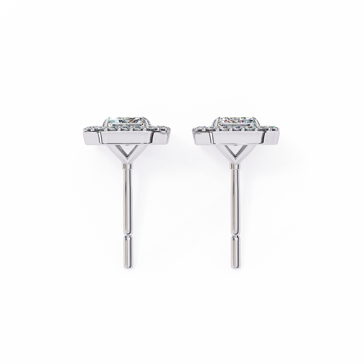 1.00Ct Radiant And Round Cut Diamond Halo Style Delicate Minimalist Stackable Perfect Bridal Stud Earring Gift For Her