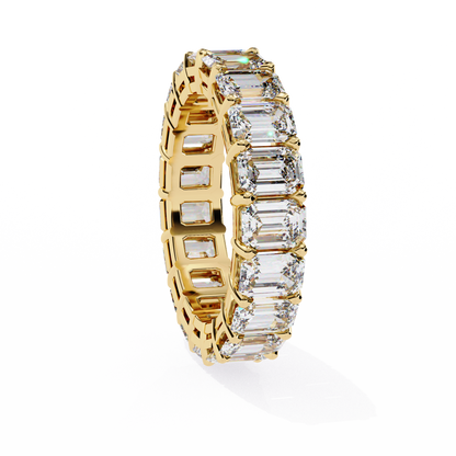 4.88Ct Emerald Cut Lab Grown Diamond Full Eternity Elegant Prong Set Wedding Band Gift For Women's