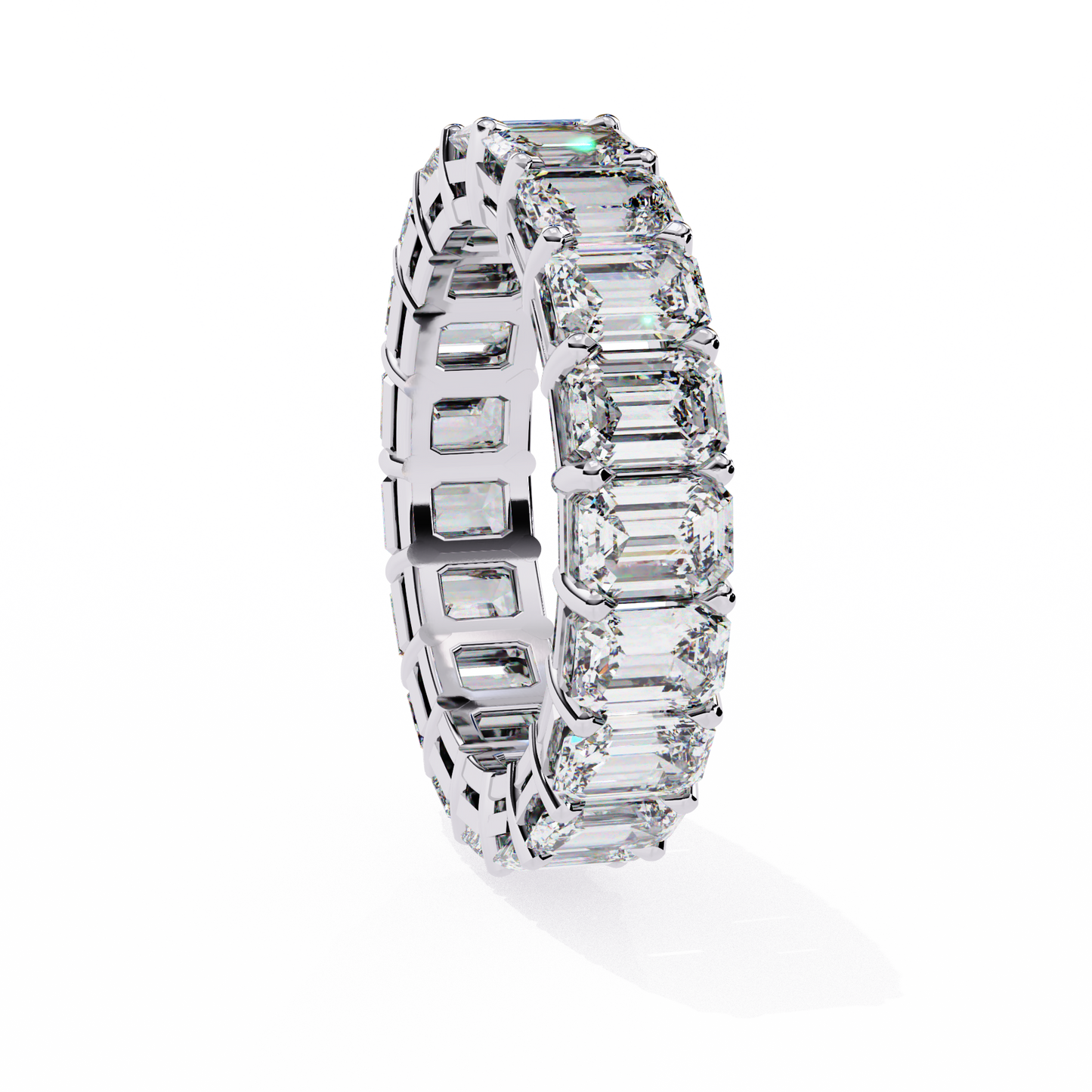4.88Ct Emerald Cut Lab Grown Diamond Full Eternity Elegant Prong Set Wedding Band Gift For Women's