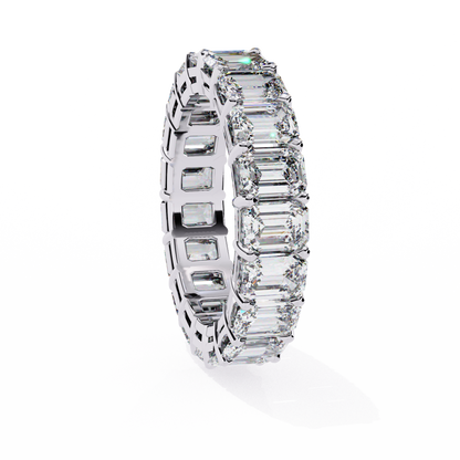 4.88Ct Emerald Cut Lab Grown Diamond Full Eternity Elegant Prong Set Wedding Band Gift For Women's